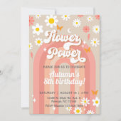 Bloem Power Groovy meisje 8e verjaardag uitnodigen Kaart (Voorkant)