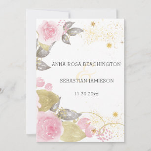 *~* Bloem QR Roze Rozen AR15 - RSVP Gouden Bruilof Kaart
