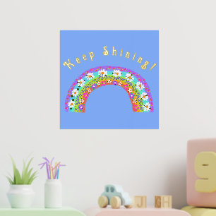 Bloem Regenboog Blijf Schijnen! Schattig voor Kind Folie Afdrukken