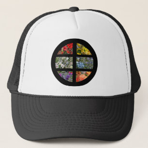 Bloem regenboog in Glas in lood zwart Lijst Trucker Pet