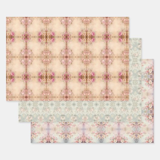 Bloem Romantisch  Chic Inpakpapier Vel (Set)