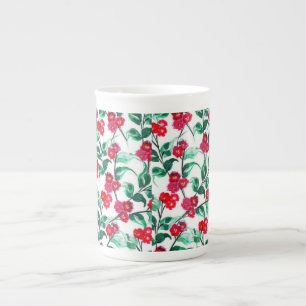 Bloem Rooi Kleur Bloemen Patroon-56698 Porselein Kop