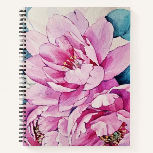Bloem Roze Aquarel Spiraal Notebook Notitieboek (Voorkant)