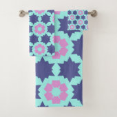 Bloem Roze Blauw ster bloemen patroon Bad Handdoek (Insitu)