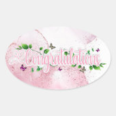 Bloem Roze Felicitatie Stickers (Voorkant)