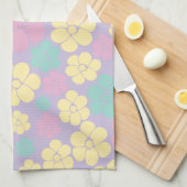 Bloem - roze, geel, Paars en groen Theedoek (Quarter Fold)