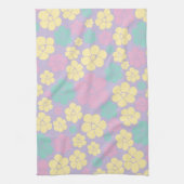 Bloem - roze, geel, Paars en groen Theedoek (Verticaal)