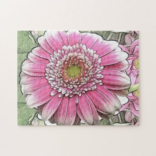 Bloem - Roze Gerbera Daisy Legpuzzel (Horizontaal)