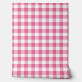 Bloem Roze Gingham Geruit Groen Buffalo Plaid Behang