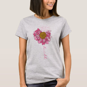 Bloem Roze Lint Borstkanker Awareness Vrouwen T-shirt