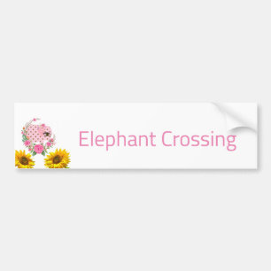 Bloem Roze Olifant Crossing Bumpersticker