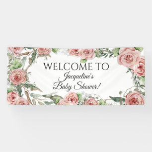 Bloem Roze Roos Bloemen BOHO Oh Baby Meisje Shower Spandoek