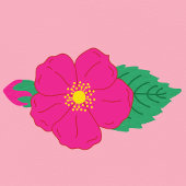 Bloem Roze Roze Ronde Sticker