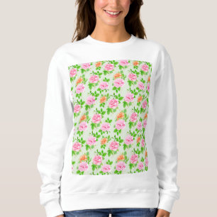 Bloem Roze Rozen Patroon Trui