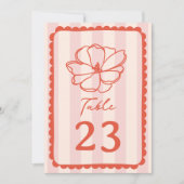 Bloem roze streep bruiloft kaart (Voorkant)