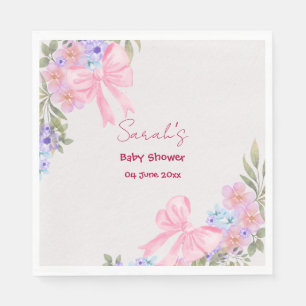 Bloem Roze Strik Meisje Baby Shower Servet