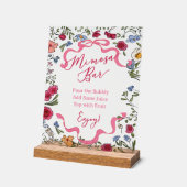 Bloem Roze Strik Zij Krijgt een Knoop Mimosa Bar Acryl Bord (Hoek)