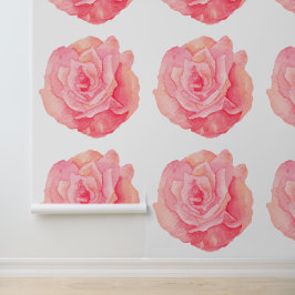 Bloem Roze Waterverf Roos Elegant Behang