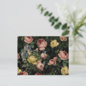 bloem-Rozen en Iris Pattern-Dark Dreams Briefkaart (Staand voorkant)