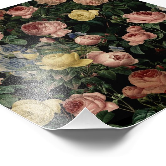  bloem-Rozen en Iris Pattern-Dark Dreams Foto Afdruk (Hoek)