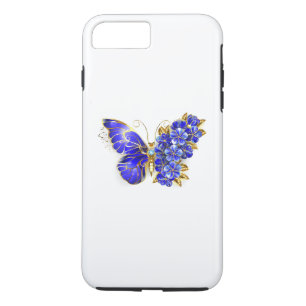 Bloem Saffier Vlinder iPhone 8 Plus / 7 Plus Hoesje