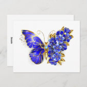 Bloem Saffier Vlinder Feestdagenkaart (Voorkant / Achterkant)