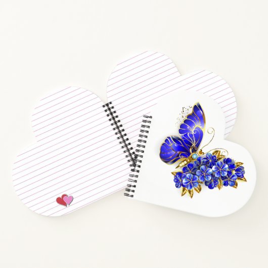 Bloem Saffier Vlinder Notitieboek (Binnen)