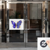 Bloem Saffier Vlinder Raamsticker (Kantoordeur)