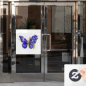 Bloem Saffier Vlinder Raamsticker (Kantoordeur)