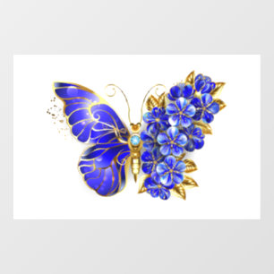 Bloem Saffier Vlinder Raamsticker