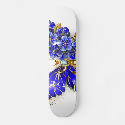 Bloem Saffier Vlinder Skateboard (Voorkant)