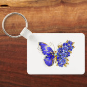 Bloem Saffier Vlinder Sleutelhanger (Achterkant)