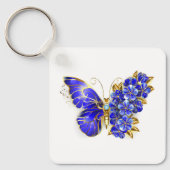 Bloem Saffier Vlinder Sleutelhanger (Voorkant)