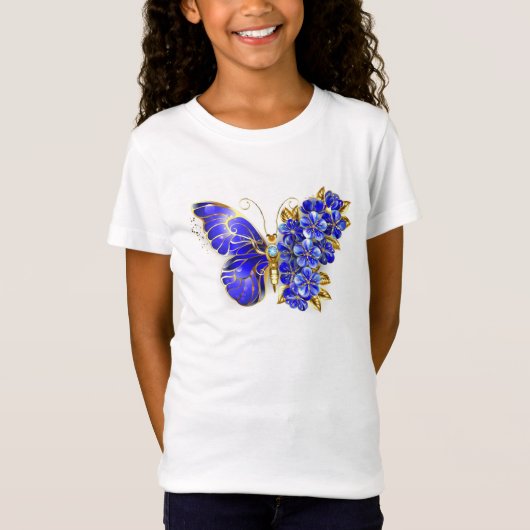 Bloem Saffier Vlinder T-shirt (Voorkant)