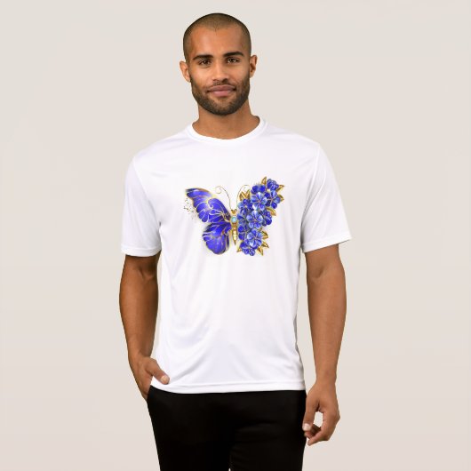 Bloem Saffier Vlinder T-shirt (Voorkant volledig)