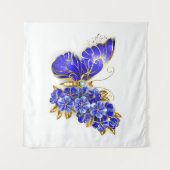 Bloem Saffier Vlinder Wandkleed (Voorkant (horizontaal))