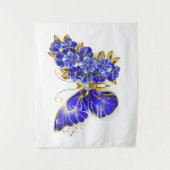 Bloem Saffier Vlinder Wandkleed (Voorkant)