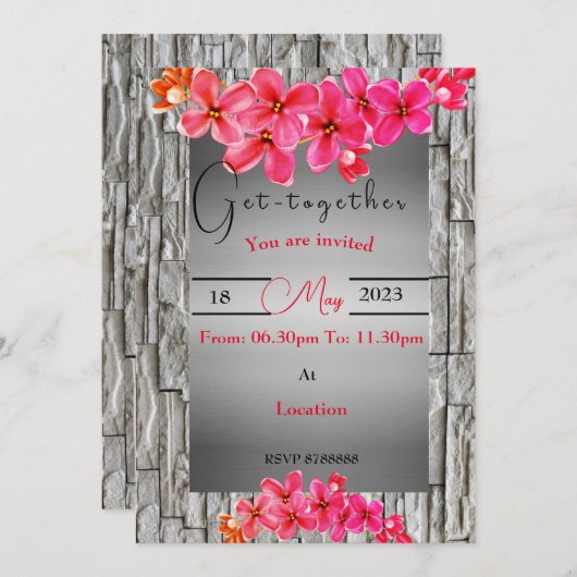 Bloem samenvoegen Uitnodiging (Voorkant / Achterkant)