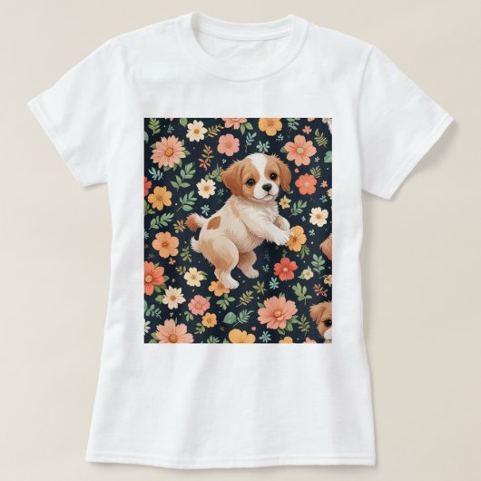 bloem schattige staande hond Vrouwen T-shirts (Design voorkant)