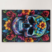 Bloem schedel puzzel legpuzzel (Horizontaal)