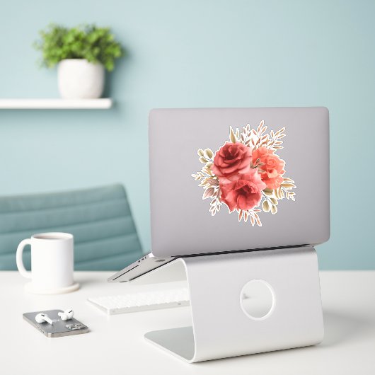 bloem sticker (Laptop op bureau)