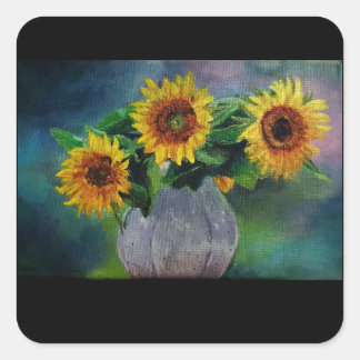 bloem sticker/label vierkante sticker
