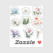 Bloem Sticker Pack Waterverf  Tuin Schattige (Vel)