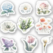 Bloem Sticker Pack Waterverf  Tuin Schattige (Voorkant)