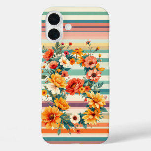 Bloem Strepen Retro (B) iPhone 16 Plus Hoesje