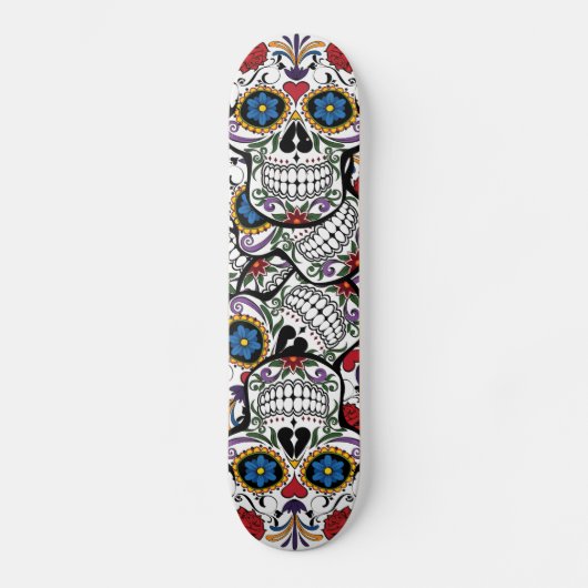 Bloem Tattoo Schedel Rozen Hart Skateboard Deck (Voorkant)
