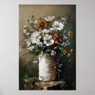 Bloem toiletpapierrolprint, botanische badkamer poster