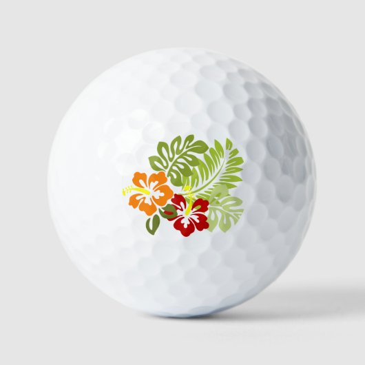 Bloem Tropisch lekt Hibiscus Hawaii rood Sinaasapp Golfballen (Voorkant)