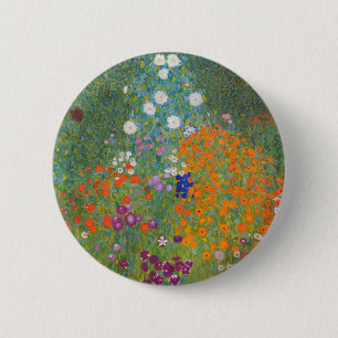 bloem + tuin + klimt + gustav + huishouden ronde button 5,7 cm