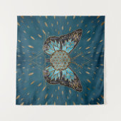 Bloem van de vlinder - Blauwe Gemstone en goud Wandkleed (Voorkant (horizontaal))